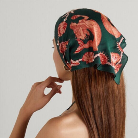 Clio Peppiatt - + The Vanguard Mermaid Embellished Printed Crepe De Chine Scarf - Picture 1 of 9